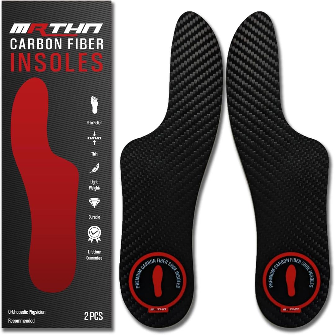 Mortons Extension Carbon Fiber Insole 1 Pair | Morton's Extension Orthotic Shoe Inserts | Rigid Shoe Insert for Hallux Rigidus, Turf Toe & Mortons Toe Plate | Carbon Fiber Insoles Women Men