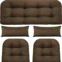 Wicker Chair Cushions of 3 Pieces, Waterproof Outdoor Loveseat Cushion for Wicker Furniture, 1 Love Seat Cushion, 1 U-Shape and 1 Lumbar Pillows for Patio Furniture (Brown)