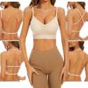 Low Back Bra for Women Wirefree Seamless Bra Backless Multiway Straps Convertible Halter Bra with Padded Removeable (Teal), X-Large