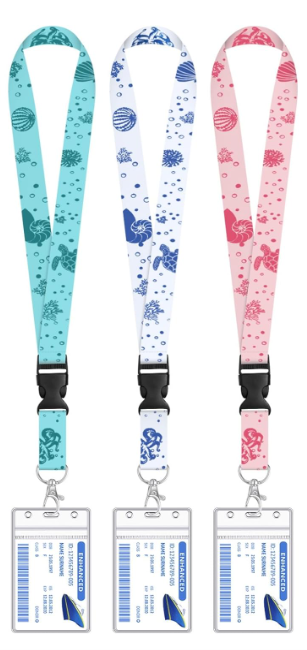3 Pack Cruise Lanyard for Ship Cards Detachable Lanyards with Waterproof ID Badge Holders, Ocean Creature 2026 Cruise Essentials Accessories (Multicolor)