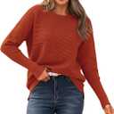 BTFBM Fall Sweaters for Women 2025 Casual Long Sleeve Sweater Striped Loose Fit Pullover Tops Size Medium