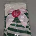 Womens Stripe Thigh Highs with Strawberry Pink Ribbon AccentsGreen