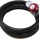 GasOne Gauge Universal QCC1 Gas Grill, Heater Fire Pit, 3/8" Female Flare Nut 12 ft Propane Hose and Regulator High Pressure 0-30PSI with PSI, 1 Count (Pack of 1)