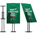 ONCEMORE Heavy Duty Sign Stand, Floor Poster Board Stand, Adjustable Metal Sign Holder Height Up to 60 Inches and 180° Rotation Display Standing Pedestal for Board & Foam, Black
