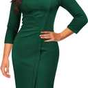 AISIZE Women's Retro 3/4 Sleeve Ruched Elegant Business Pencil Sheath Dress (X-Large, Dark Green)