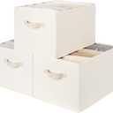 StorageWorks Fabric Closet Organizers and Storage Bin, Foldable Shelf Baskets for Organization and Storage, Beige, 3-Pack, Extra Large