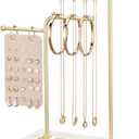 Jewelry Stand Organizer with Metal Frame and Velvet Tray, Jewelry Holder for Women, White Necklace Organizer (T28)