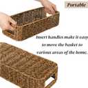 ZAVOOS 2 Pack Toilet Tank Basket, Handwoven Rectangular Wicker Shelf Baskets for Organizing, Decorative Countertop Storage Bin with Built-in Handle for Bathroom Tank Top, Bedroom Closet