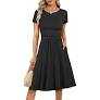 Prinbara Summer Dresses for Women 2025 Casual Fashion Short Sleeve Round Neck Pleated Dress Loose Comfort Flowy Dresses L