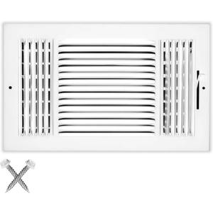 HVAC Premium 14''w X 8''h 3-Way AIR Supply Grille - Vent Cover & Diffuser - Flat Stamped Face - White [Outer Dimensions: 15.75''w X 9.75''h]