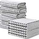 Homaxy Kitchen Towels and Dishcloths Set, 16 x 25 and 12 x 12 Inches, Set of 12 Cotton Terry Kitchen Dish Towels, Super Soft and Absorbent Dish Cloths, Black