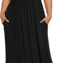 LONGYUAN Women's Plus Size Maxi Dresses for Curvy Women Summer Short Sleeve Casual 2026 Long Dress XL-6XL (Black, XXXL)