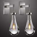 Wall Sconces Set of Two, Nickel Raindrop Sconces Wall Lighting Indoor Wall Lights for Bedroom, Nickel Bathroom Sconces, Wall Sconce Light for Living Room, Hallway