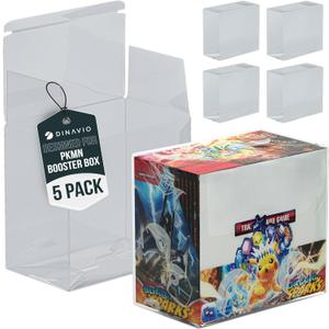 Plastic PKMN Booster Box Protector 5 Pack - Booster Box Case Display Protectors - Compatible with English Modern PKMN Booster Boxes - 0.5mm Thick (Pack of 5)