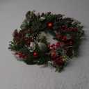 20 inch Artificial Christmas Wreath Winter Wreath with red Ball,red Berry,Pine Needles for Indoor Outdoor Farmhouse Home Wall Window Festival Wedding Decor
