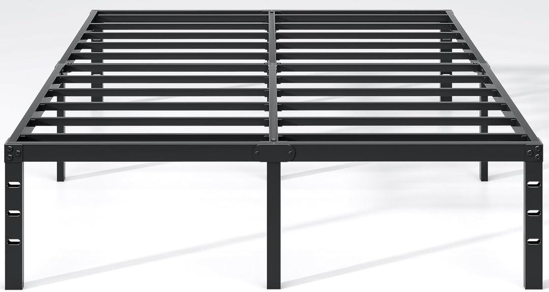 Metal Bed Frame,Full Size Bed Frame with Storage Space,Heavy Duty Sturdy Mattress Foundation,Easy Assembly,No Box Spring Needed, Black,18 Inch,Full