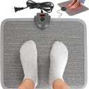 Heated Floor Mat Under Desk for Foot Warmer - Wider Electric Space Heaters 110V Adjustable Temperature Heating Pad - Carbon Crystal & Energy Saving Feet Warmers for Office,Home (Carpet Grain) (Gray)