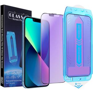 2-Pack Anti Blue Light Matte Screen Protector for iPhone 16e/iPhone 14/iPhone 13 Pro/iPhone 13 6.1-Inch 9H Tempered Glass, Full Coverage, Anti-Fingerprint, Auto Dust-Elimination, No Bubble, Easy Installation