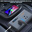200W 7-in-1 Car Power Inverter DC 12V to 110V AC with PD 27W USB-C & QC 3.0, Dual AC Outlet Car Plug Adapter for Vehicles, LED Voltage Display, Quiet Cooling Fan for Laptop CPAP Road Trip Camping