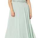 J Kara Women's Scoop Neck Cap Sleeve Beaded Bodice Popover Flare Dress (6, Celadon/Multi)