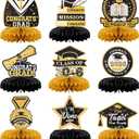 3 x 9PCS Black and Gold Graduation Decorations Honeycomb Centerpieces Graduation Decorations Class Of 2026 Table Toppers for Graduation Party Favors