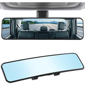 LivTee Anti Glare Rear View Mirror, Universal 11.3'' (287mm), Wide Angle Panoramic Convex Rearview Mirror, Clip-on to Original to Eliminate Blind Spot and Antiglare for Cars SUV Trucks