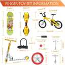 Sumind 18 Pcs Mini Finger Toys Set Includes Finger Skateboards, Bikes, Mini Scooters and Matched Wheels and Tools Accessories Fingertip Movement Educational Toys for Kids Gifts Party Favors