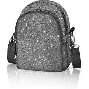 Glitter Crossbody Bag for Women Sparkle Cell Phone Purse Lightweight Shoulder Bag with Adjustable Strap