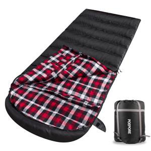 POEPORE Flannel Sleeping Bag Cotton 0 Degree Cold Weather for Adults XXL Sleeping Bag 4 Season Big and Tall with Compression Sack