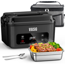 VASG 2026 Upgraded Cordless Heated Lunch Box for Adults, XXL 5.1-Cup Electric Lunch Box with 360° Surround Rapid Heating, 12000mAh Portable Food Warmer with Timer, LCD Display for Office & Car