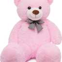 47 inch Big Giant Teddy Bear Stuffed Animals, Pink Soft Plush Life Size Bear Toy All Ages Gift for Children/Girlfriend/Valentine's Day/Christmas/Birthday/Baby Shower/Wedding/Party Decorations