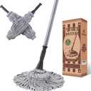 Eyliden Mop with 2 Reusable Heads, Easy Wringing Twist Mop, with 57.5 inch Long Handle, Wet Mops for Floor Cleaning, Commercial Household Clean Hardwood, Vinyl, Tile, and More (Grey) (Gray)