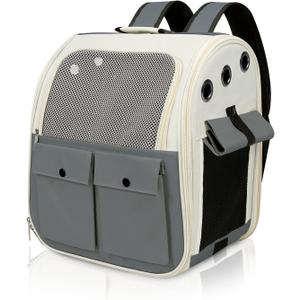Airline Approved Cat Carrier Backpack - Ventilated Breathable Mesh for Small Dogs & Cats (15lbs), Soft Sided Dog Backpack for Hiking, Camping, Travel & Vet Visits with Padded Straps (Grey)