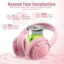 BERIBES Bluetooth Headphones Over Ear, 65H Playtime and 6 EQ Music Modes Wireless Headphones with Microphone, HiFi Stereo Foldable Lightweight Headsets, Deep Bass for Home Office Cellphone PC Ect. Pink