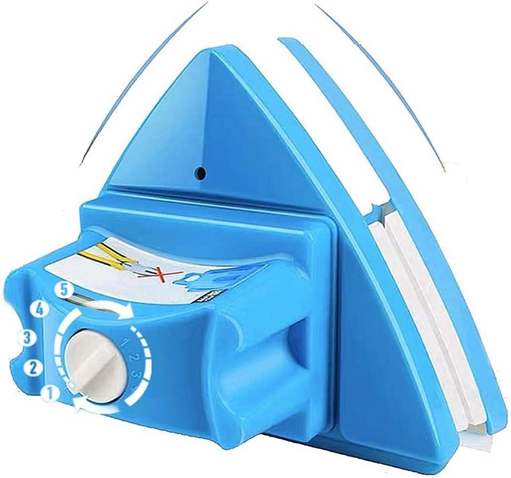 Double-Sided Window Cleaner Glass Wiper Magnetic Cleaning Tools, 5-Gears Adjustable Magnetic Glider Washing Brush Tools, for High-Rise Double Thick Glazed Windows Thickness 0.3"-1" (Blue)