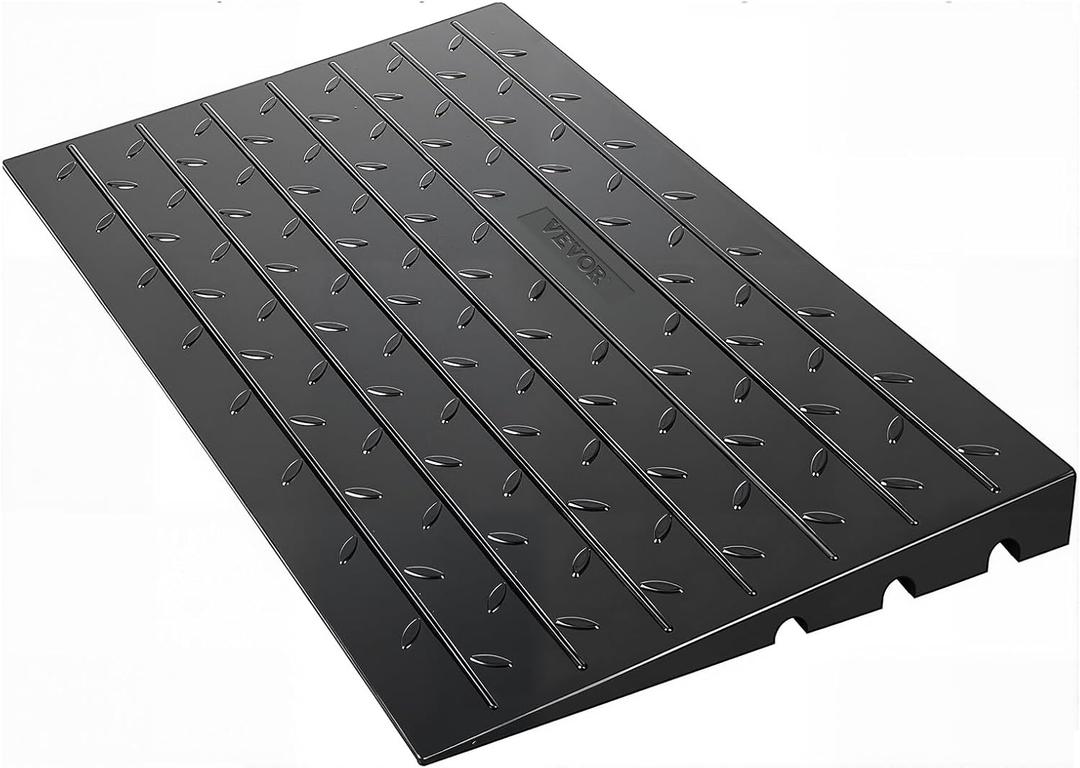VEVOR 4" Rise Rubber Threshold Ramp, 3 Channels Cord Cover Wheelchair Ramp, No-Slip Surface, 2200 Lbs Load Capacity Rubber Ramp for for Home Doorways Driveways Curb, 41.8" L x 24" W x 4" H