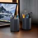 3 x HIIMIEI Desk Pen Holder - Octagonal Pencil Holder with 10mm Base, Idea Gift for Family and Friends - 2pcs (Gray)