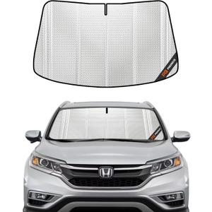 Windshield Sun Shade for Honda CRV 2012-2016. Full Coverage Rearview Mirror Shade for Ultimate Protection (Silver)