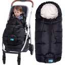 Yobee Weatherproof Toddler Footmuff Universal Sleeping Bag for Stroller, Comfortable Warm Temperature Adjustable Safe Bunting Bag, Waterproof Blanket Fit All Stroller (Black)