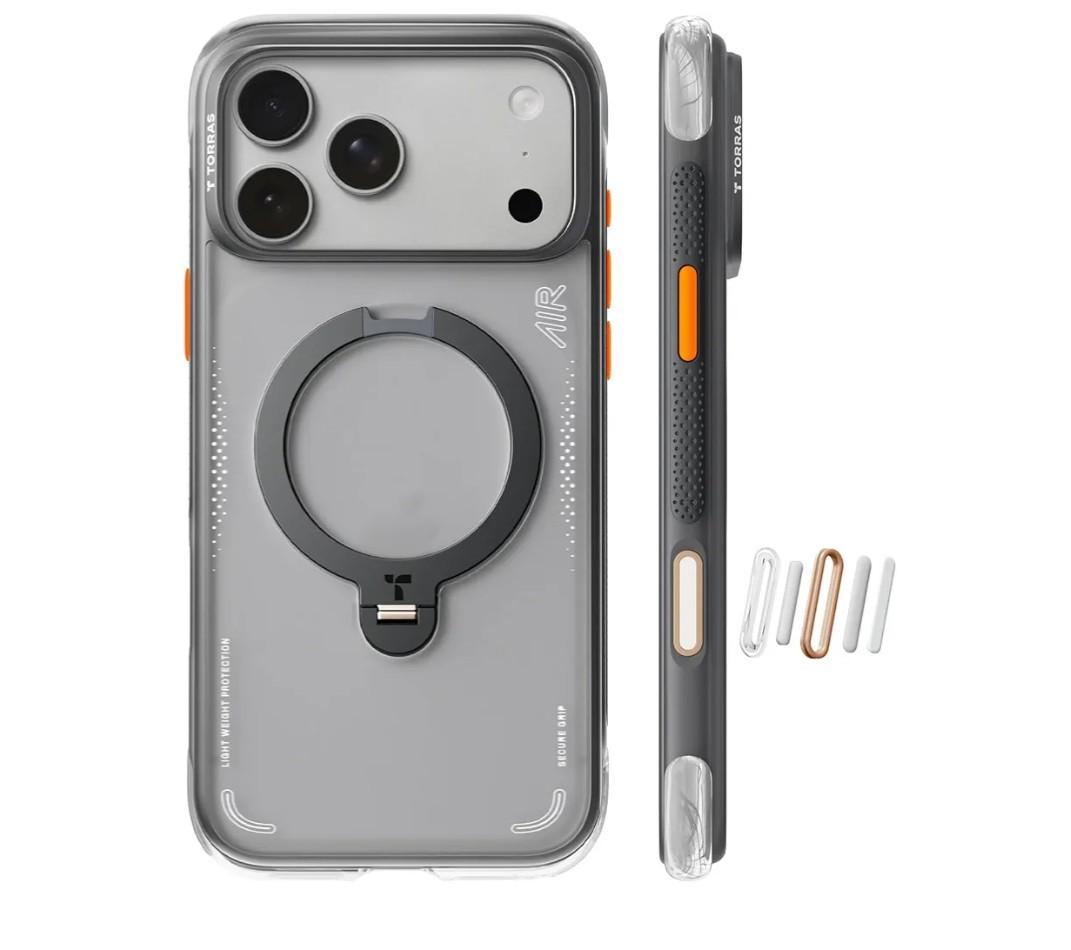 TORRAS Ostand Q3 Air for iPhone 17 Pro Max Case with 360 Magnetic Stand, Fit for MagSafe, Mil-Grade Drop Tested, Camera Control Button, Shockproof Phone Case for iPhone 17 Pro Max 6.9", Shadow Black