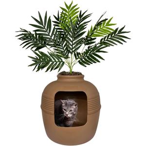 Good Pet Stuff Hidden Cat Litter Box Enclosure with Artificial Plant, Decorative Round Planter, Vented Carbon Charcoal Filter for Odor Control, Easy-to-Clean, Made in USA, Base Kit, Brown (Mocha Brown) Good Pet Stuff Hidden Cat Litter Box Enclosure with Artificial Plant, Decorative Round Planter, Vented Carbon Charcoal Filter for Odor Control, Easy-to-Clean, Made in USA, Base Kit, Brown (Mocha Brown)