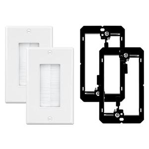 Iwillink Brush Wall Plate with Low Voltage Mounting Bracket 2-Pack, Cable Pass Through Insert for Wires, Single Gang Cable Access Strap, Wall Socket for HDTV, Home Theater Systems