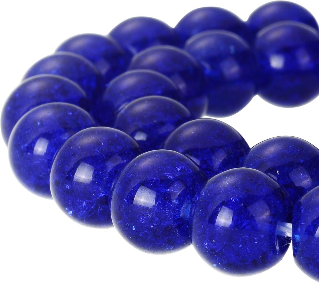 RUBYCA Round Crackle Druk Czech Crystal Pressed Glass Beads for Jewelry Making 10mm Strand (Blue)