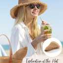 Beach Hats for Women - Straw Bucket Hats for Women, Packable Sun Hat Womens with Chin Strap, UPF 50+ Summer Protection (Beige)