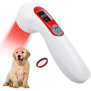 LLLT Cold Laser Therapy Device with Protective Cover, 5 * 808nm & 10 * 650nm Human/Vet Handheld Infrared Red Light Therapy, Pet Dogs Treatment Device for Muscle Pain Relief & Improve Healing(White)