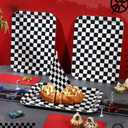 Zubebe 3 Pcs 13 x 10 Inch Checkered Serving Tray Black and White Serving Pieces Race Car Trays Rectangle Checker Plate Plaid Dishes Food Platter for Birthday Party