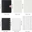 Koqye A7 Leather Binder 6-Ring with Zipper Pocket, Include Dividers & Refills Stickers, Black Refillable Planner Cover with Pockets (Black & Pink)