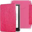 SCSVPN Case for Kindle Paperwhite 12th Generation 2024 and Kindle Colorsoft Signature Edition (7''-Display), All-New PU Leather & Clear Soft Scratch-Proof TPU Back Cover with Auto Wake/Sleep - Rosy