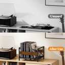 Vinyl Record Storage Holder, Metal & Wooden Record Crates with Divider, Holds up to 50-100 Records, Vinyl Storage Album Storage Rack for Books,Files