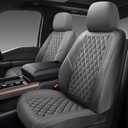 Premium Leather Car Seat Covers Front Pair,Universal Fit for Cars,Trucks&SUVs,Waterproof Car Seat Cushion,Full Coverage Car Seat Protector with 2 Seats,Grey